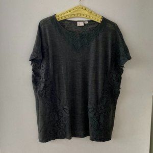 Anthro top with lace detail